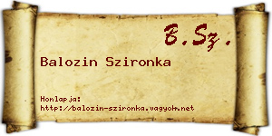 Balozin Szironka névjegykártya